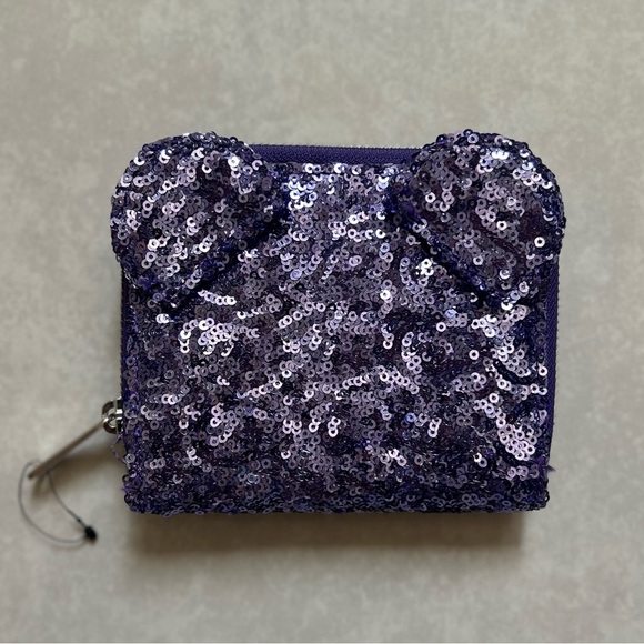 Disney Loungefly Minnie Purple Sequined Bifold Wallet, 1-Piece - Picture 1 of 12
